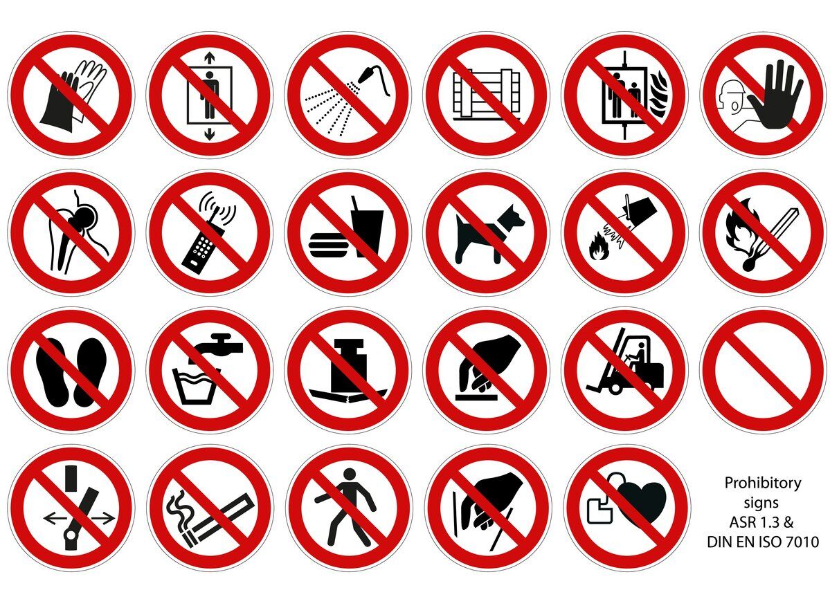 Prohibitory sign examples
